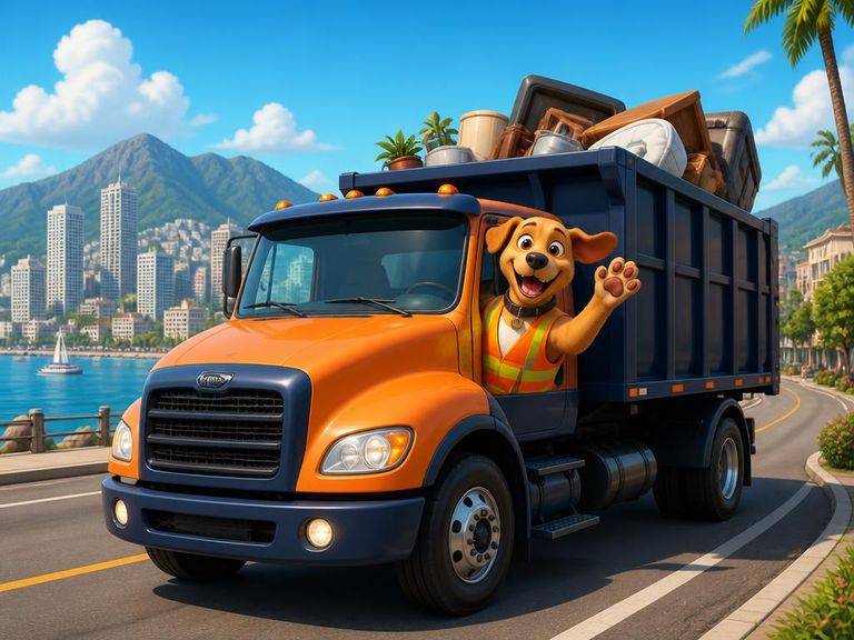A Haul Hounds truck parked outside a home in a British Columbia neighbourhood